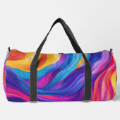 紫色の青オレンジ色の黄色い抽象芸術波 ダッフルバッグ (正面)