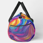 紫色の青オレンジ色の黄色い抽象芸術波 ダッフルバッグ (右)