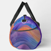 紫色の青オレンジ色の黄色い抽象芸術波 ダッフルバッグ (右)