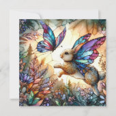 紫色の青ステンドグラス蝶バニーイースター シーズンカード (正面)