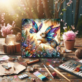 紫色の青ステンドグラス蝶バニーイースター シーズンカード
