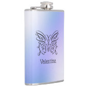 紫色の青ホログラフィックバタフライモノグラム名 フラスク (右)