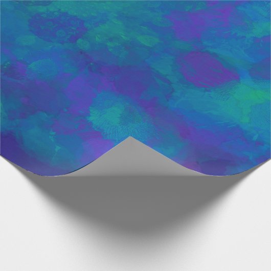 紫色の青緑のエレガントな水彩画パターン ラッピングペーパー (角)