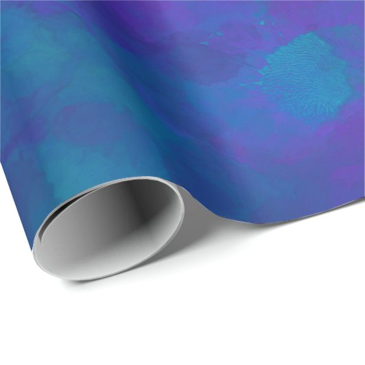 紫色の青緑のエレガントな水彩画パターン ラッピングペーパー (ロールコーナー)