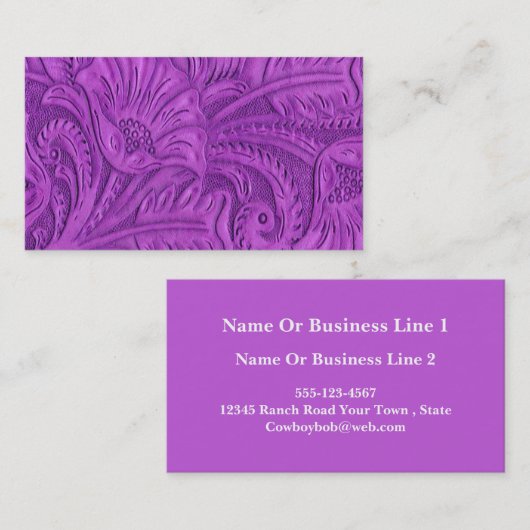 紫色の革プリントの名刺 名刺 (正面/裏面)