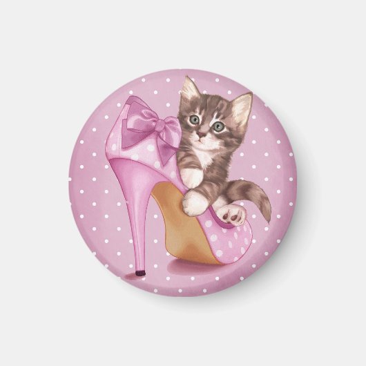 紫色の靴の子猫 マグネット (正面)