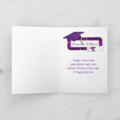 紫色の風船、モルタルおよび卒業証書 カード (内部)