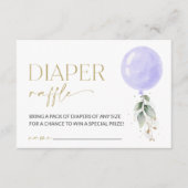 紫色の風船，緑，葉，おむつラッフル エンクロージャーカード (正面)