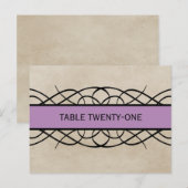 紫色の飾り縁ど付きテーブル番号はがき ポストカード (正面/裏面)