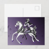 紫色の馬上のバイオリニストの絵葉書 ポストカード (正面/裏面)
