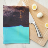 紫色の馬（口が緑） キッチンタオル (四つ折り)