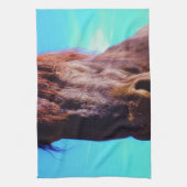 紫色の馬（口が緑） キッチンタオル (縦)