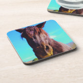 紫色の馬（口が緑） コースター (左側)