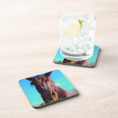 紫色の馬（口が緑） コースター (右側)