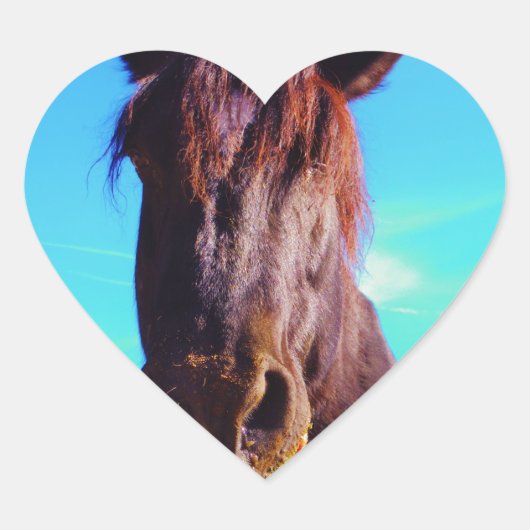 紫色の馬（口が緑） ハートシール (正面)