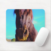 紫色の馬（口が緑） マウスパッド (マウス)