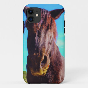 紫色の馬(口が緑) iPhone 11 ケース