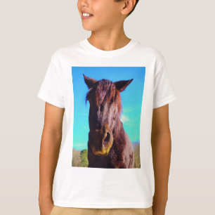 紫色の馬(口が緑) Tシャツ