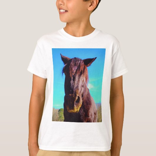 紫色の馬（口が緑） Tシャツ (正面)