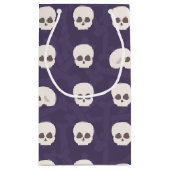 紫色の骨の背景にスカル スモールペーパーバッグ (裏面)