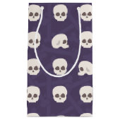 紫色の骨の背景にスカル スモールペーパーバッグ (正面)