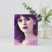 紫色の髪のはがき付きの女性 ポストカード (スタンド正面)