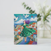 紫色の髪のフライイン女性 ポストカード (スタンド正面)