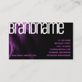 紫色の髪のモダンネオン明るい色の美容師 名刺 (裏面)