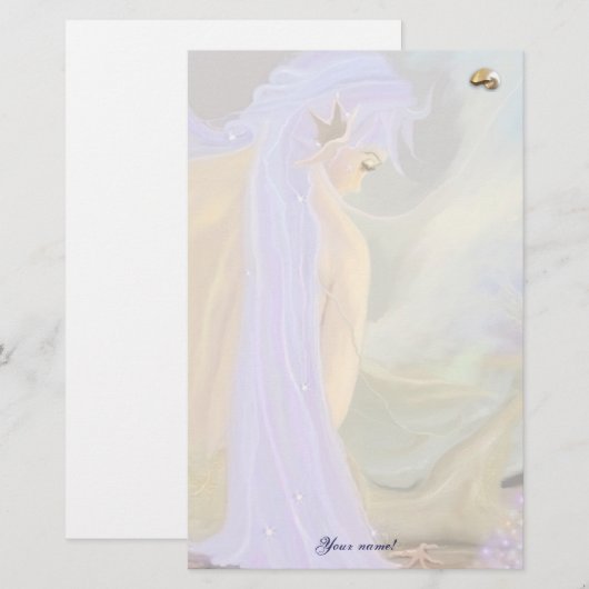 紫色の髪の人魚！ 便箋 (正面/裏面)