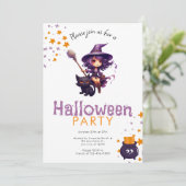 紫色の髪の魔女と黒猫のハローウィンパーティ 招待状 (スタンド正面)