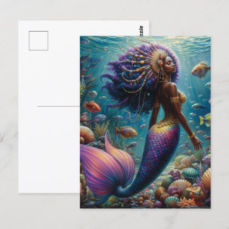 紫色の髪をしたアフリカの人魚 ポストカード