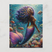 紫色の髪をしたアフリカの人魚 ポストカード (正面)