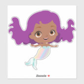 紫色の髪をしたアフリカ系アメリカ人の人魚 シール (シート)