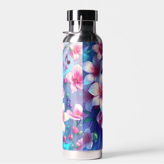 紫色の髪をした美しいアニメガール ウォーターボトル (右面)