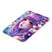 紫色の髪をした美しいアニメガール マグネット (左側)