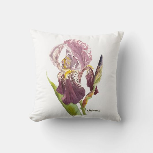 紫色の髭アイリスの水色の花。 クッション (正面)