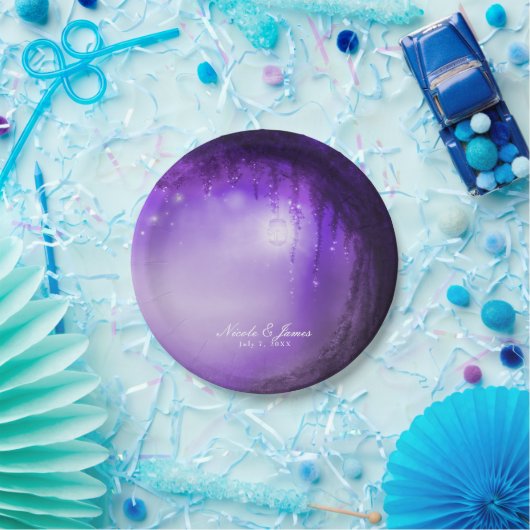 紫色の魅惑された森のファンタジー結婚披露宴 ペーパープレート (パーティー)