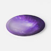 紫色の魅惑された森のファンタジー結婚披露宴 ペーパープレート (アングル)