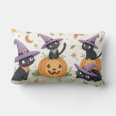 紫色の魔女帽をかぶった可愛い黒猫 ランバークッション (裏面)