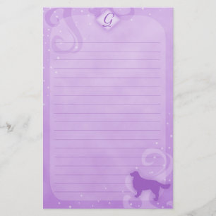 紫色の魔法のゴールデン・リトリーバーの文房具 便箋