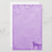 紫色の魔法のゴールデン・リトリーバーの文房具 便箋 (正面/裏面)