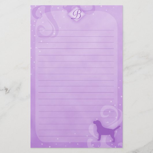 紫色の魔法のビーグル犬の文房具 便箋 (正面)