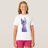 紫色の魔法のリンクス仔猫 キッズ Tシャツ (正面フル)
