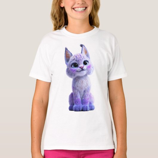 紫色の魔法のリンクス仔猫 キッズ Tシャツ (正面)