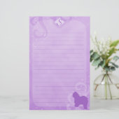 紫色の魔法の古い英国の牧羊犬の文房具 便箋 (スタンド正面)