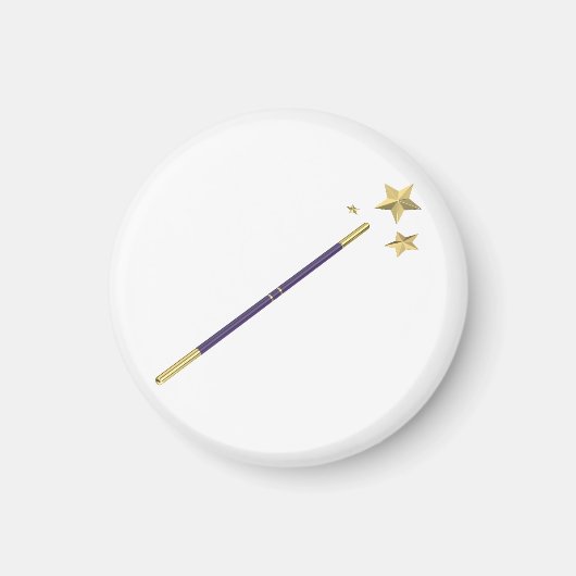 紫色の魔法の杖と3つの黄金の星 マグネット (正面)