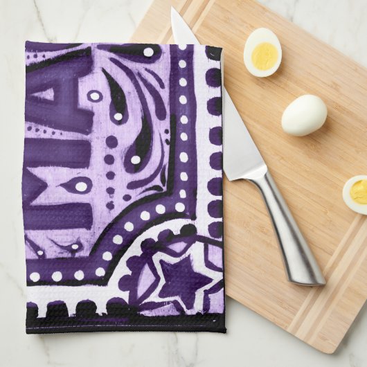紫色の魔法 キッチンタオル (四つ折り)