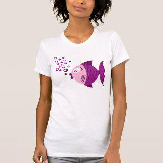 紫色の魚の基本的な軽い女性のTシャツ Tシャツ