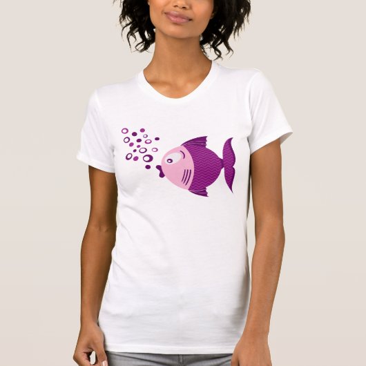 紫色の魚の基本的な軽い女性のTシャツ Tシャツ (正面)