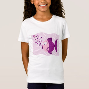 紫色の魚の構成の女の子のTシャツ Tシャツ